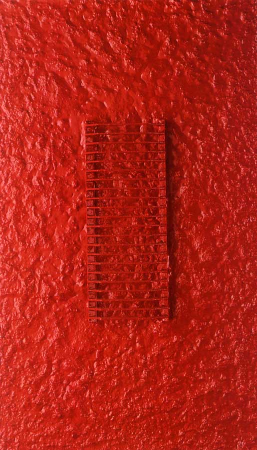 Scala in rosso, painting by Nicola Guerraz, acrylic on canvas, 70 x 40 cm, 1998