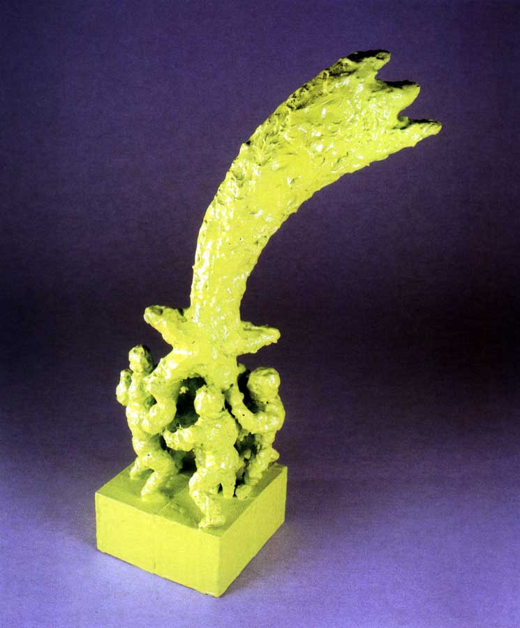 Mirra 1, sculpture by Nicola Guerraz, acrylic on resin and wood, h 52 cm, 1999