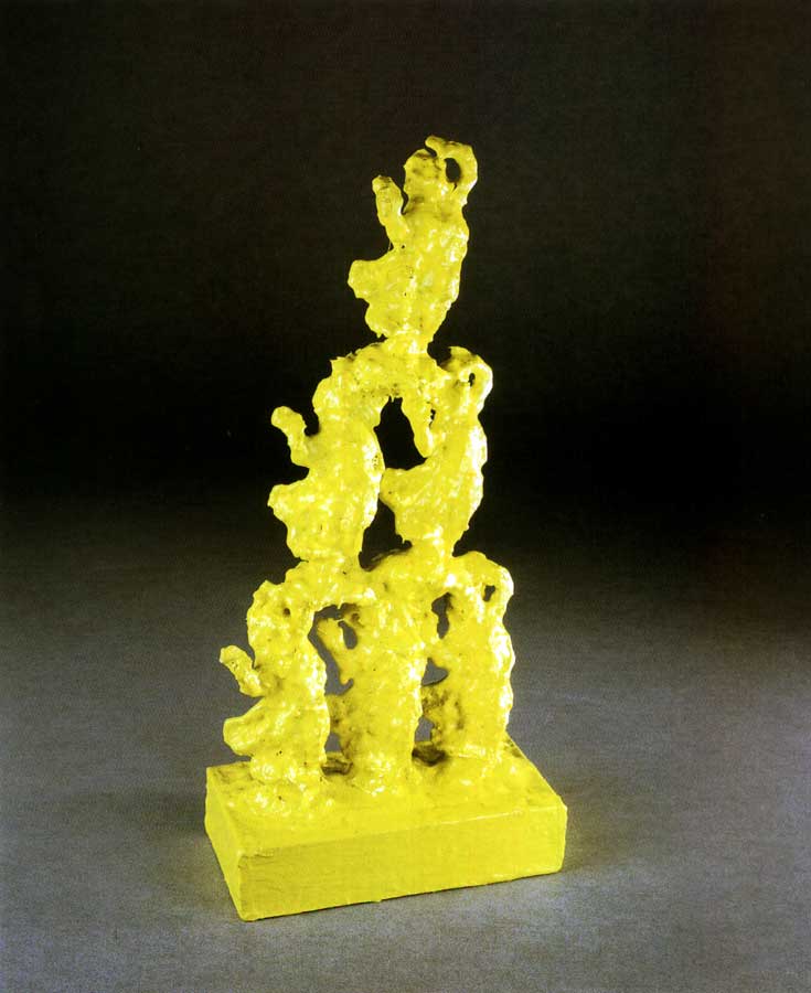 Ohhh! 1, sculpture by Nicola Guerraz, acrylic on resin and wood, h 37 cm, 1999