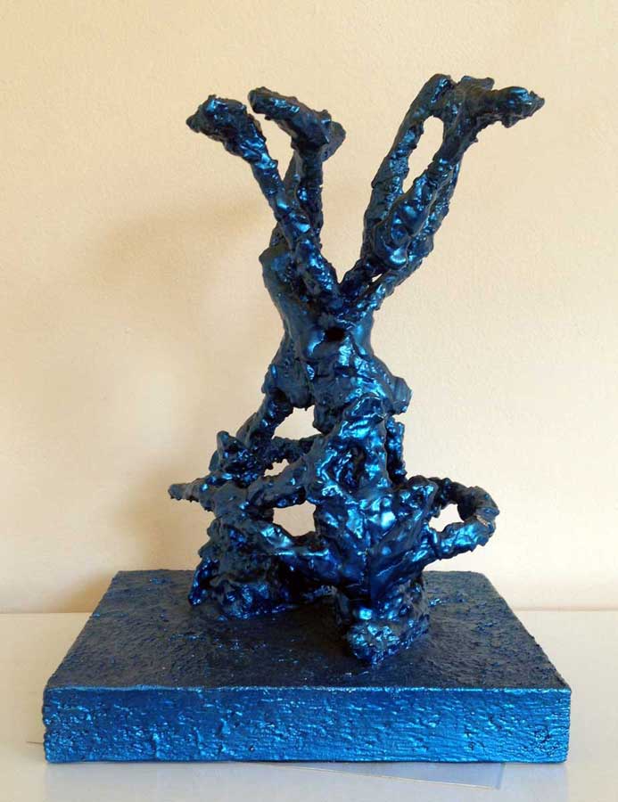 Energy, sculpture by Nicola Guerraz, acrylic on resin and wood, h 30 cm, 2000