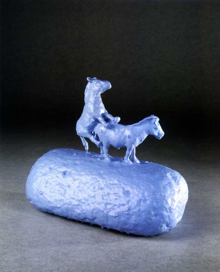 Flirt 4, sculpture by Nicola Guerraz, acrylic on resin and pumice, h 40 cm, 2000