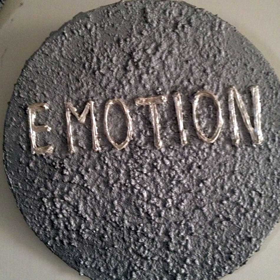 Emotion, painting by Nicola Guerraz, acrylic and resin on wood, diameter 30 cm, 2004