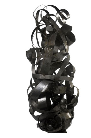 Ferro Ahh!, sculpture by Nicola Guerraz, oxidized iron, h 200 cm, 2008