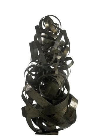 Ferro, sculpture by Nicola Guerraz, oxidized iron, h 190 cm, 2008