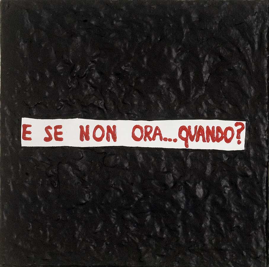 Poesie nere in 5, painting by Nicola Guerraz, acrylic and vulcanized rubber on canvas, 160 x 160 cm, 2008, photo 01