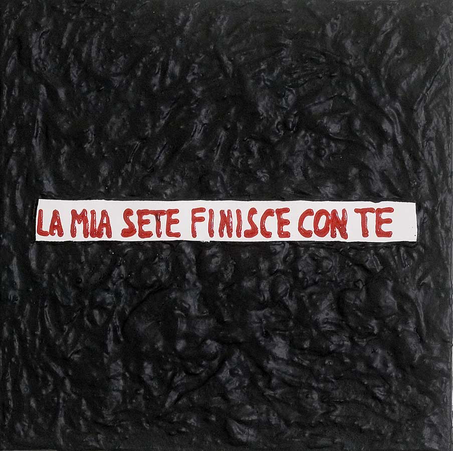 Poesie nere in 5, painting by Nicola Guerraz, acrylic and vulcanized rubber on canvas, 160 x 160 cm, 2008, photo 04