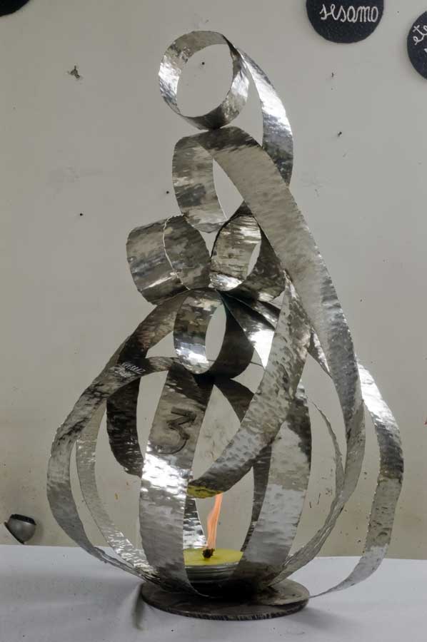 Firecage 3, sculpture by Nicola Guerraz, steel, h 100 cm, 2010, photo 02
