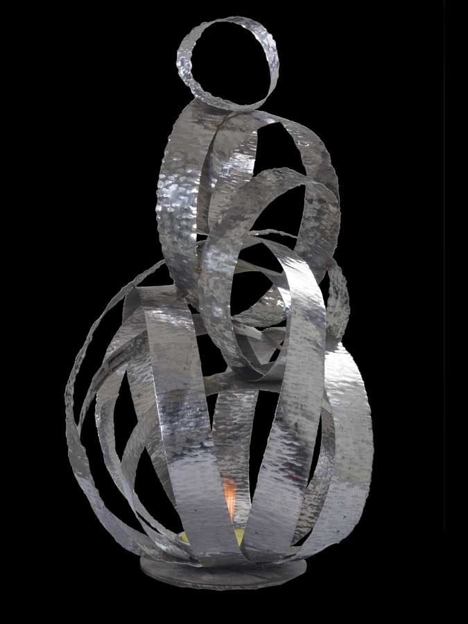 Firecage W, sculpture by Nicola Guerraz, steel, h 100 cm, 2010, photo 02