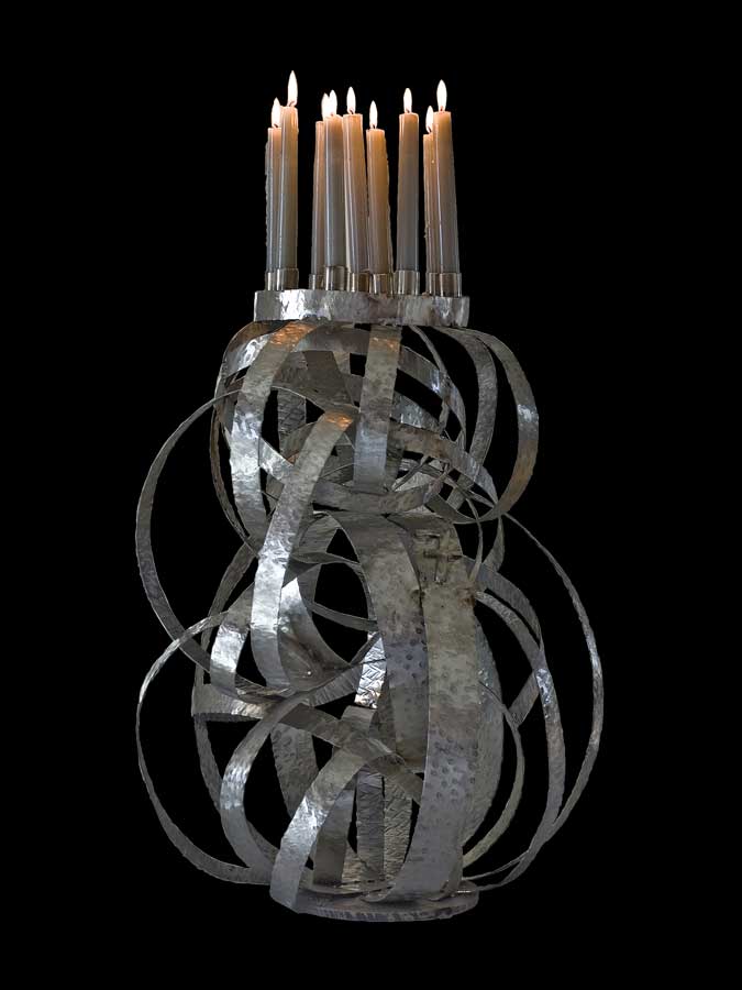 Steel fire 7, sculpture by Nicola Guerraz, steel, h 70 cm, 2010, photo 02