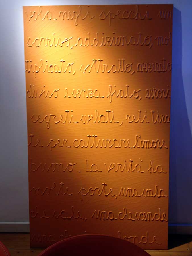 Poetry in orange, painting by Nicola Guerraz, acrylic on canvas, 110 x 200 cm, 2011