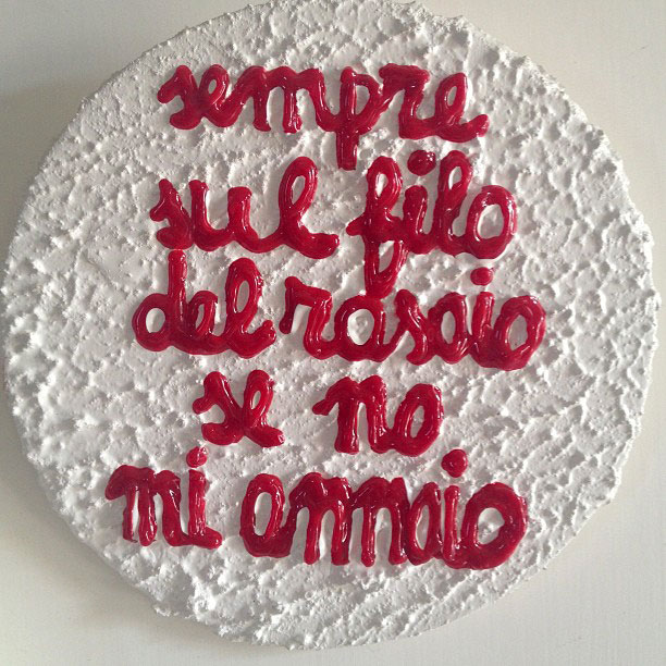 Poetry 5, painting by Nicola Guerraz, acrylic on canvas, diameter 25 cm, 2012