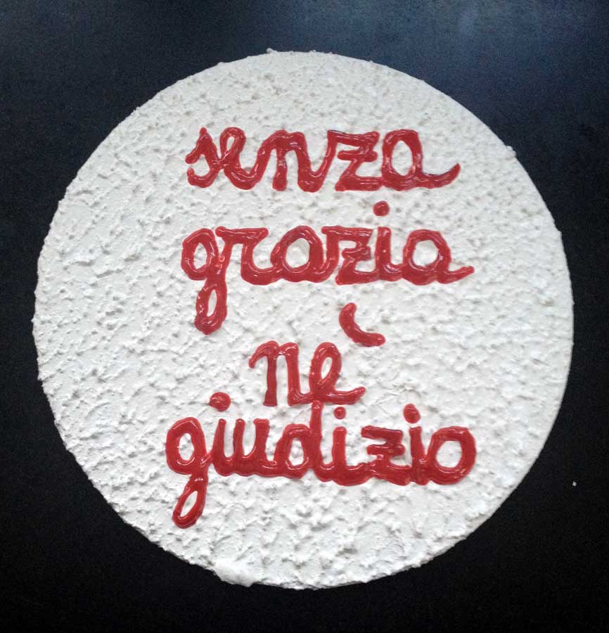 Poetry 97, painting by Nicola Guerraz, acrylic on canvas, diameter 22 cm, 2012
