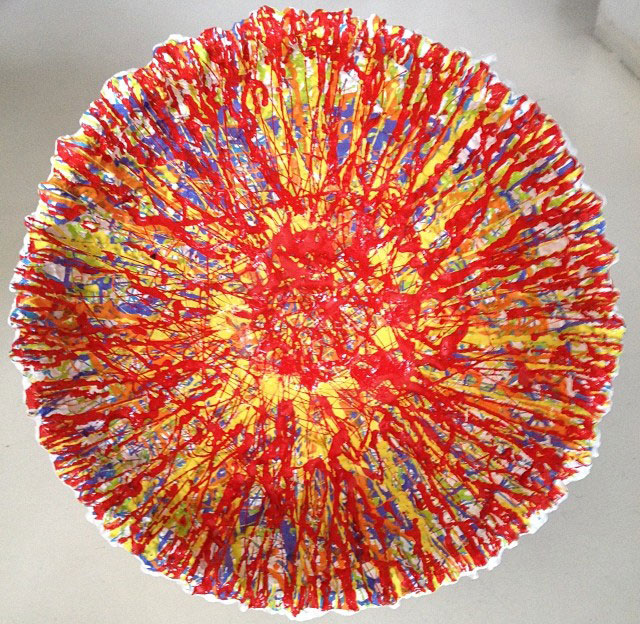 Bowl 9, sculpture by Nicola Guerraz, mixed media on resin, diameter 30 cm, 2013