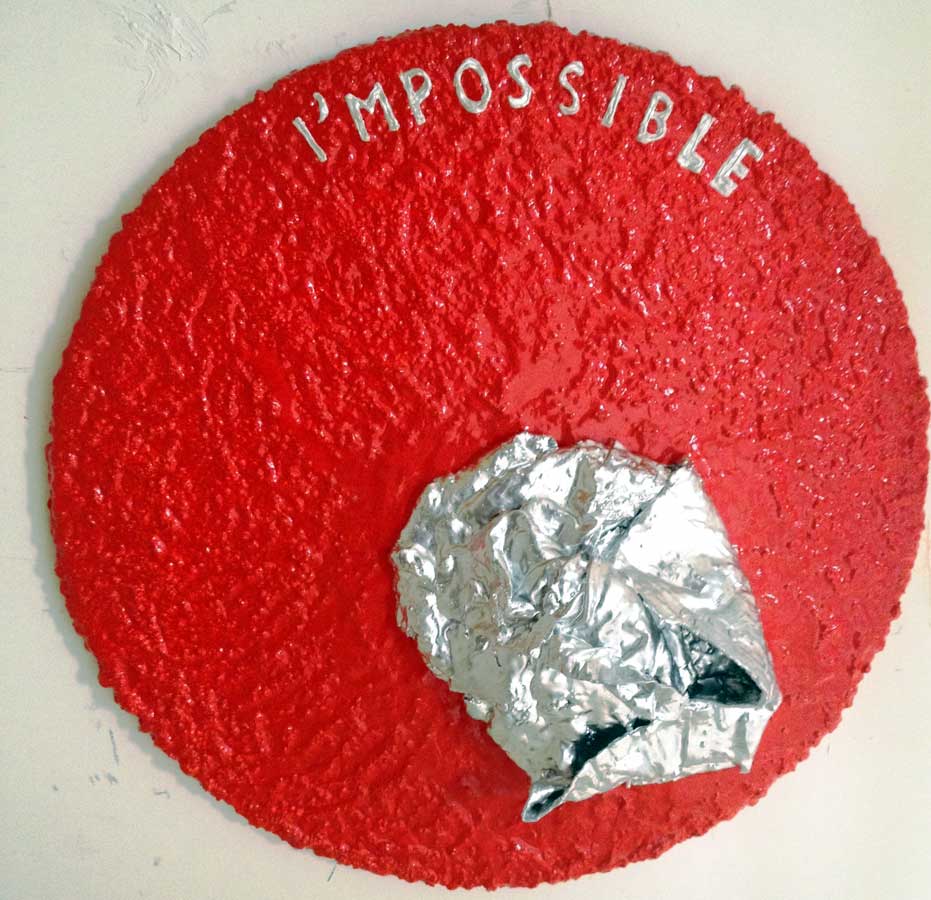 I’mpossible, painting by Nicola Guerraz, acrylic on canvas, diameter 80 cm, 2013