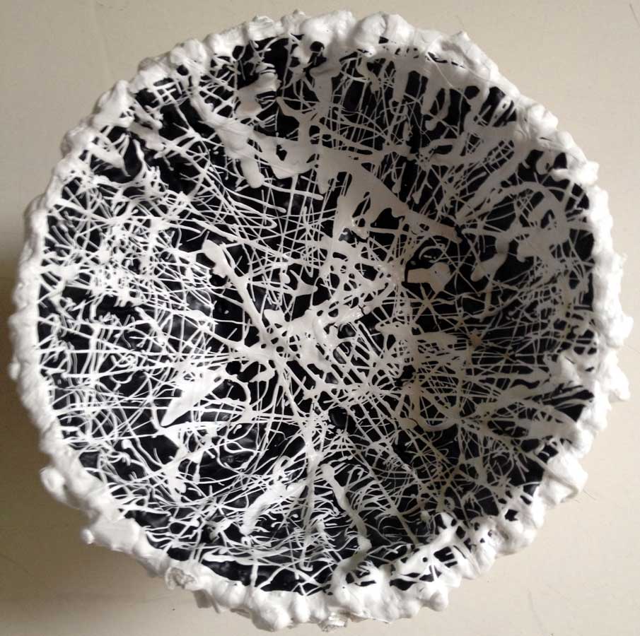 Impossible cup 88, sculpture by Nicola Guerraz, acrylic on mixed media, diameter 15 cm, 2013