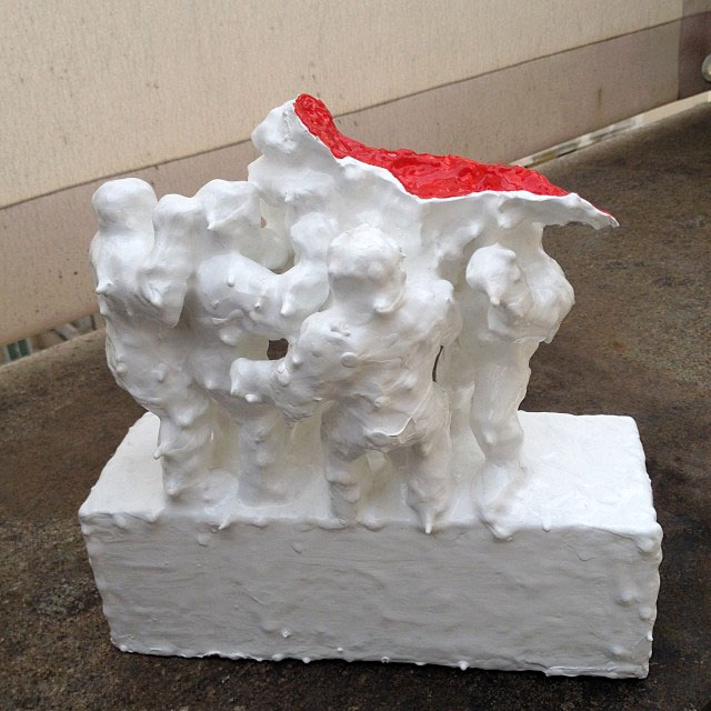 People 55, sculpture by Nicola Guerraz, mixed media on resin, h 26 cm, 2013, photo 01