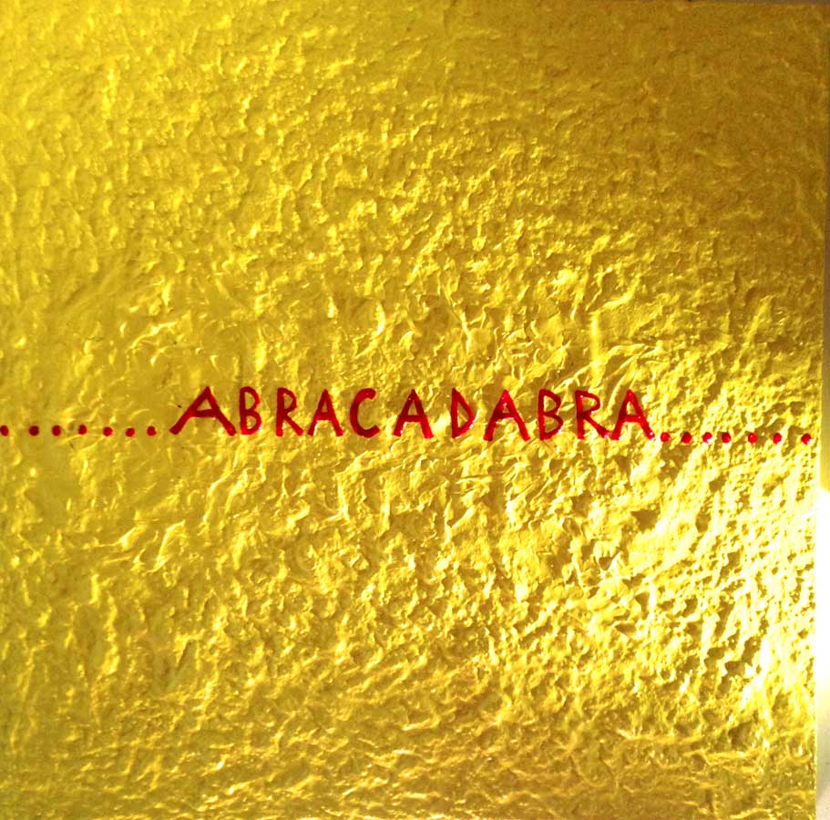 Abracadabra in giallo 99, painting by Nicola Guerraz, acrylic on canvas, 100 x 100 cm, 2014
