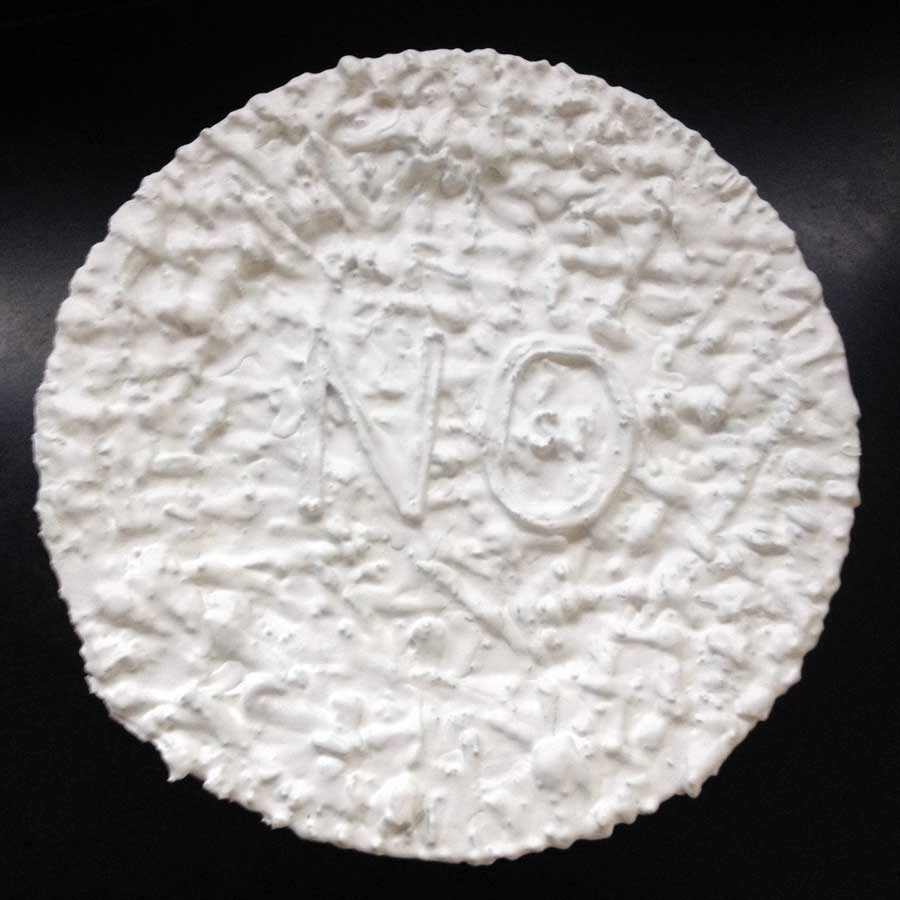 Plate 36, sculpture by Nicola Guerraz, mixed media, diameter 35 cm, 2015