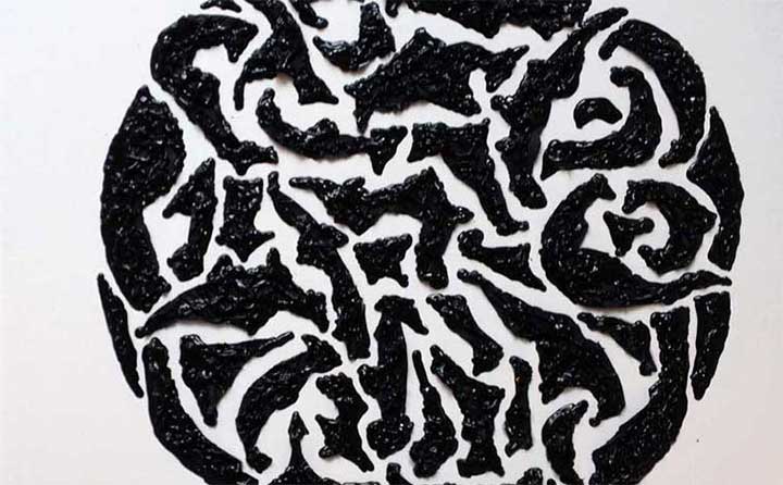 Labyrinth in black 37, painting by Nicola Guerraz