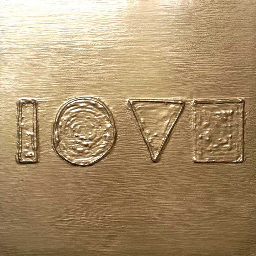 Love 312, painting by Nicola Guerraz, mixed media and resin on canvas, 40 x 40 cm, 2016