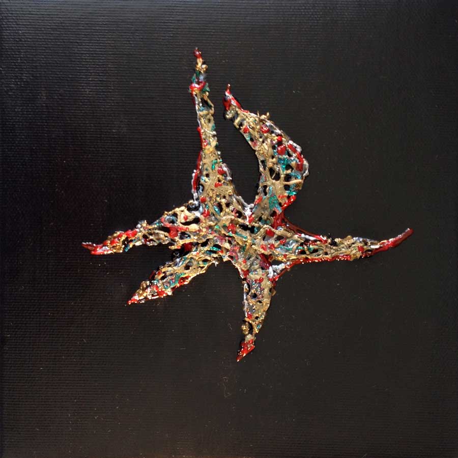 Star 33, painting by Nicola Guerraz, mixed media on canvas, 20 x 20 cm, 2016