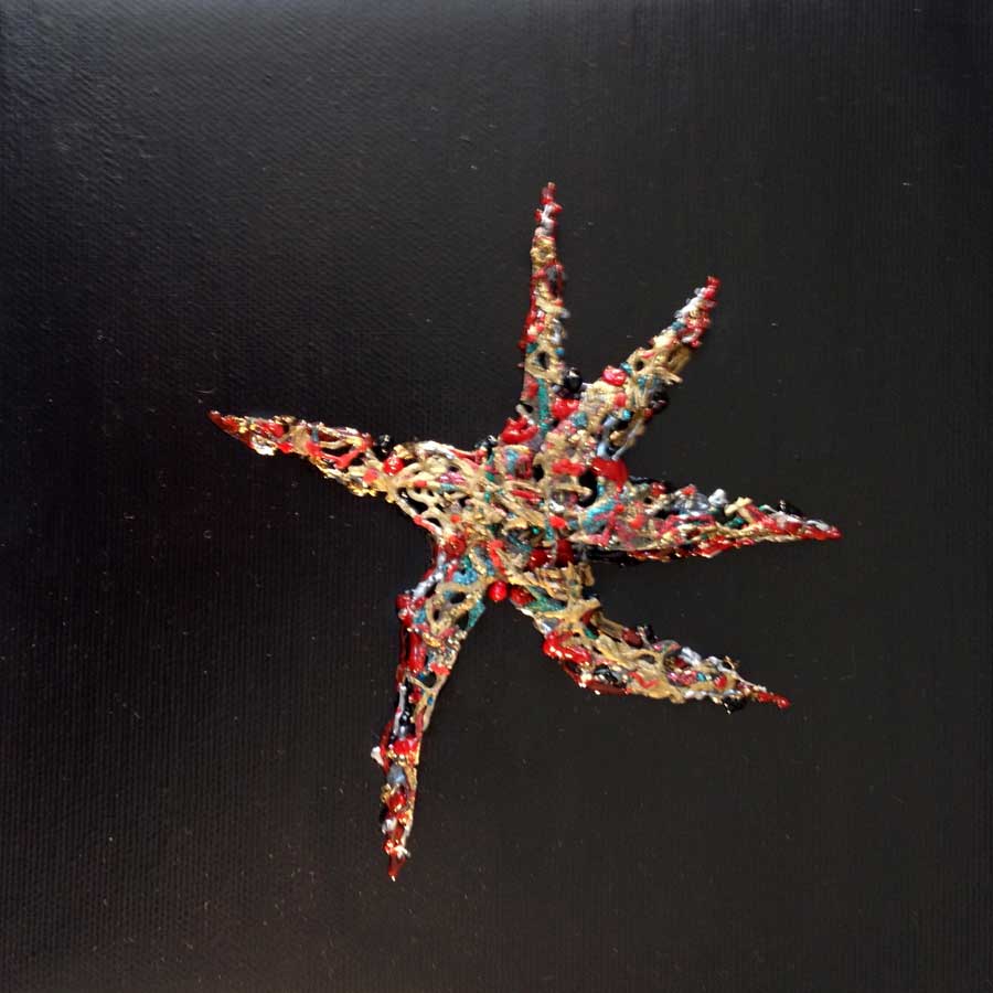 Star 34, painting by Nicola Guerraz, mixed media on canvas, 20 x 20 cm, 2016