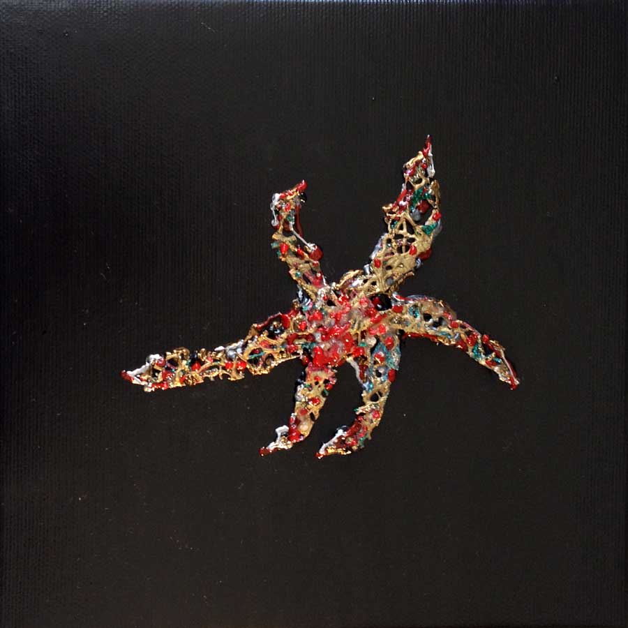 Star 35, painting by Nicola Guerraz, mixed media on canvas, 20 x 20 cm, 2016