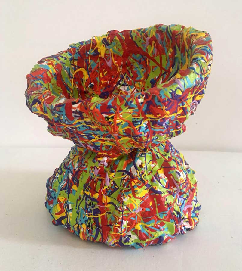 Dichotomy 33, sculpture by Nicola Guerraz, acrylic and resin on iron, h 20 cm, 2018, photo 03
