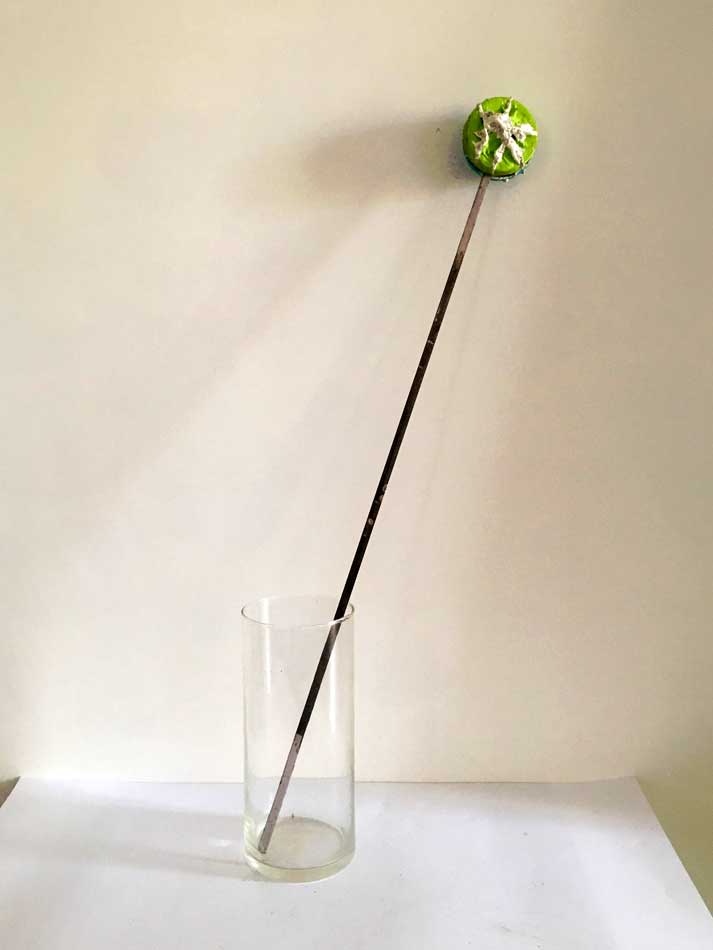 Iron flower 3, sculpture by Nicola Guerraz, acrylic on iron, h 90 cm, 2019