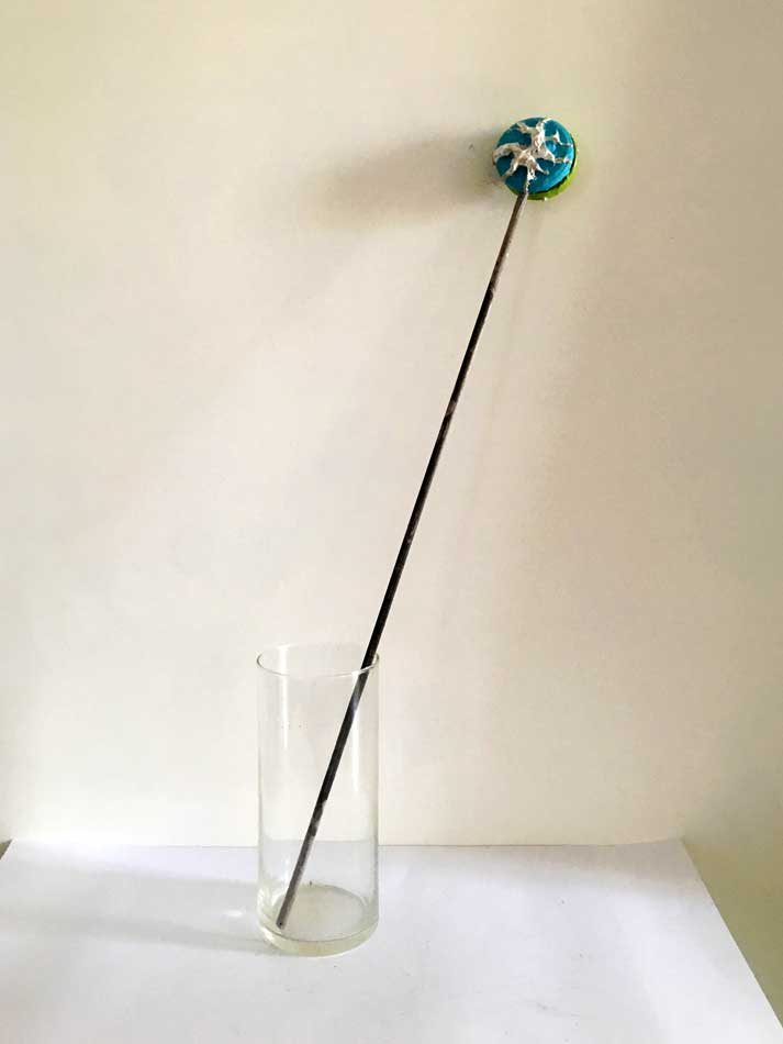 Iron flower 4, sculpture by Nicola Guerraz, acrylic on iron, h 90 cm, 2019