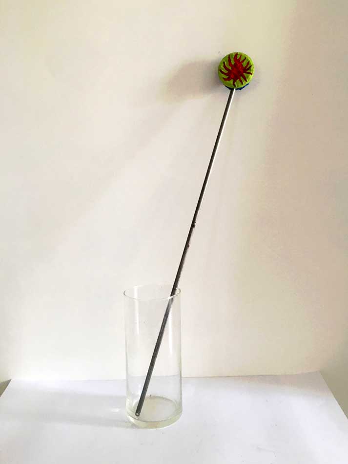 Iron flower 5, sculpture by Nicola Guerraz, acrylic on iron, h 90 cm, 2019