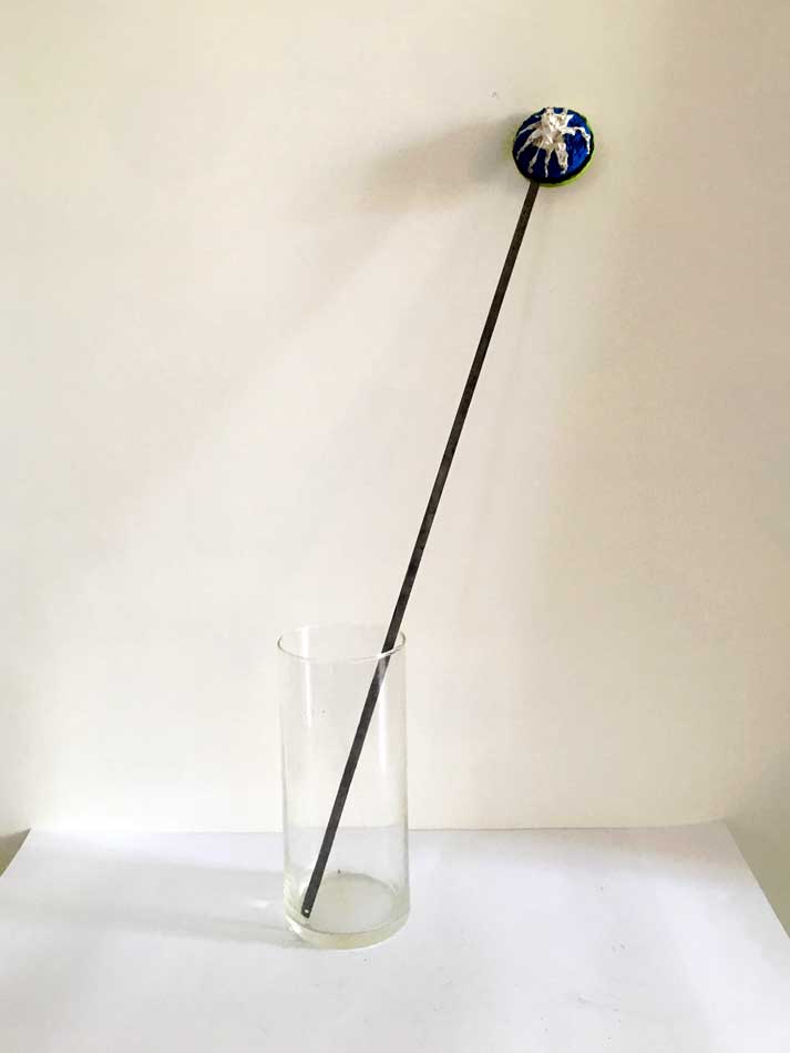 Iron flower 6, sculpture by Nicola Guerraz, acrylic on iron, h 90 cm, 2019