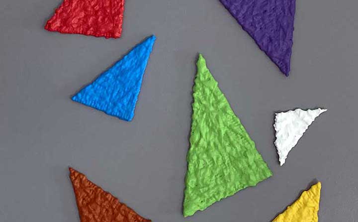 Coloured triangles, painting by Nicola Guerraz