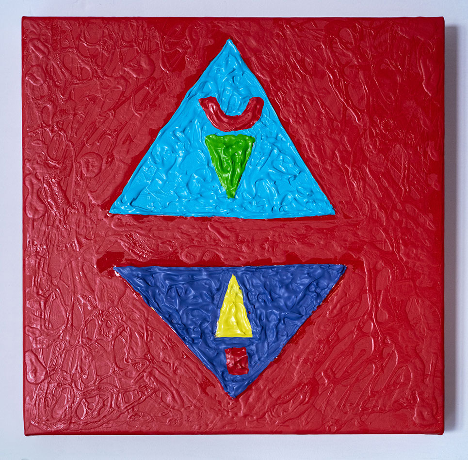 Hieroglyphs 04, painting by Nicola Guerraz, acrylic on canvas, 30 x 30 cm, 2026