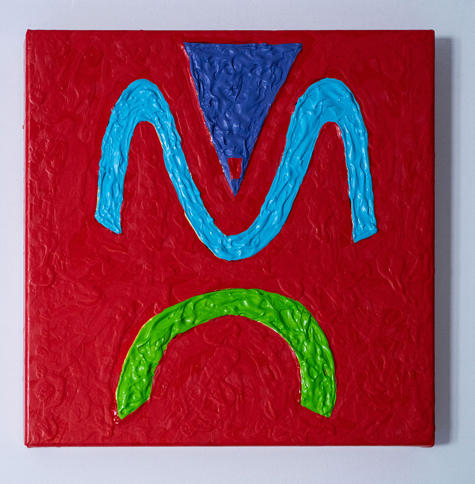 Hieroglyphs 06, painting by Nicola Guerraz, acrylic on canvas, 30 x 30 cm, 2026